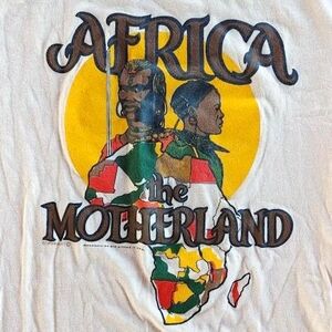 Vtg 80s Africa The Motherland T-Shirt Hanes Fifty-Fifty Single Stitch USA Made M